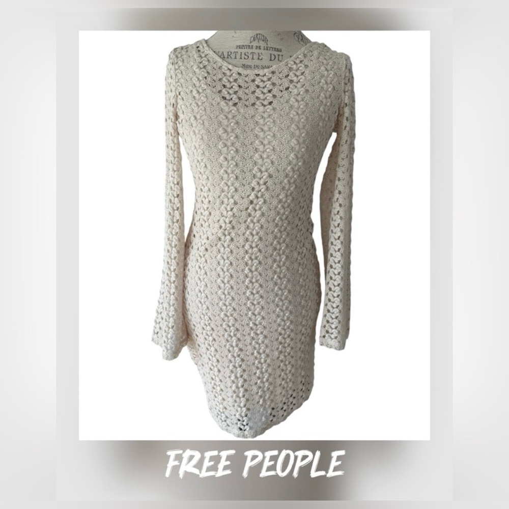 BRAND NEW! Free People Cream Long Sleeve Knit Dress